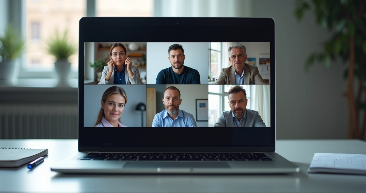 Equipe em videoconferência observando expressões e linguagem corporal 