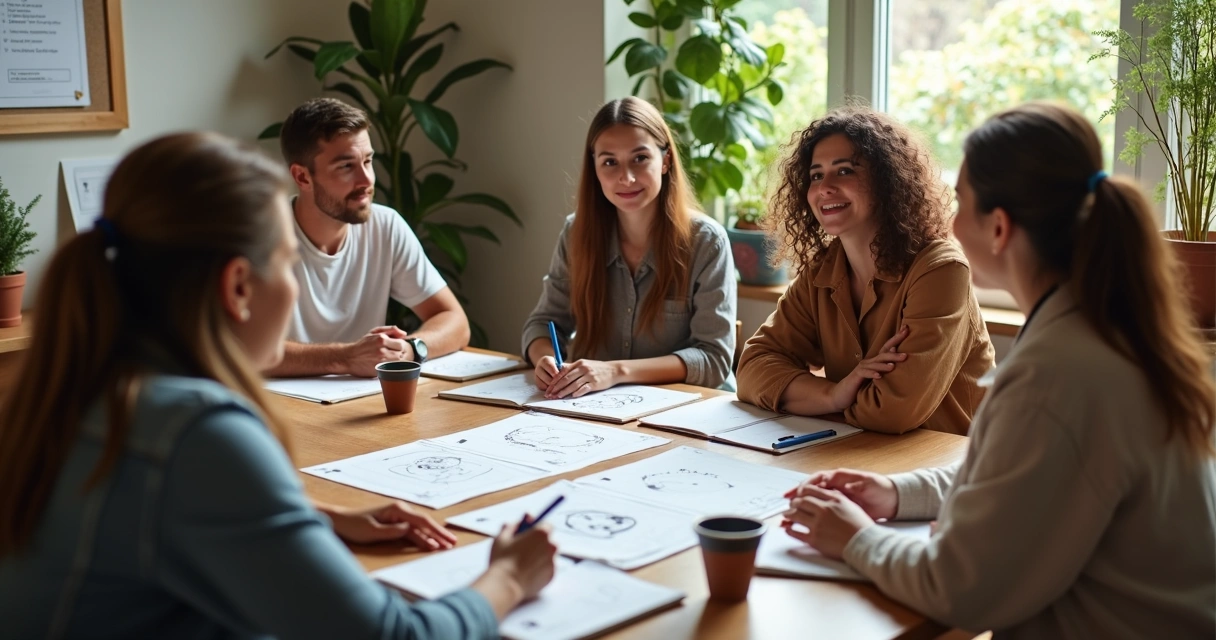 Grupo reunido planejando ação comunitária