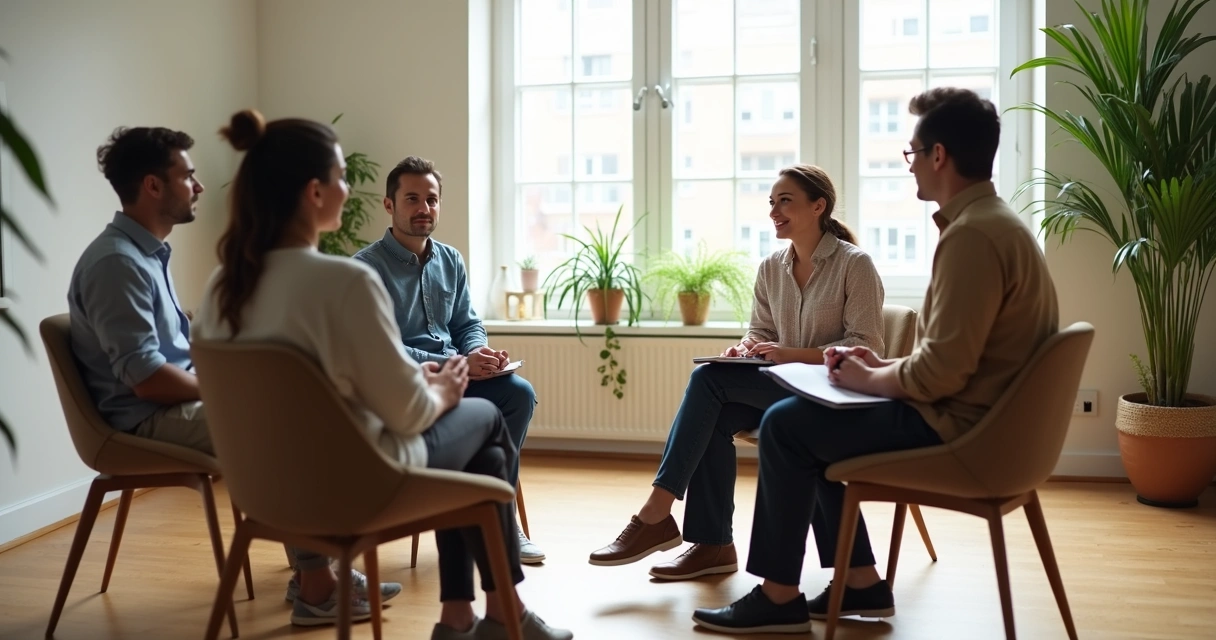 Grupo en reunión de apoyo durante un proceso de cambio 