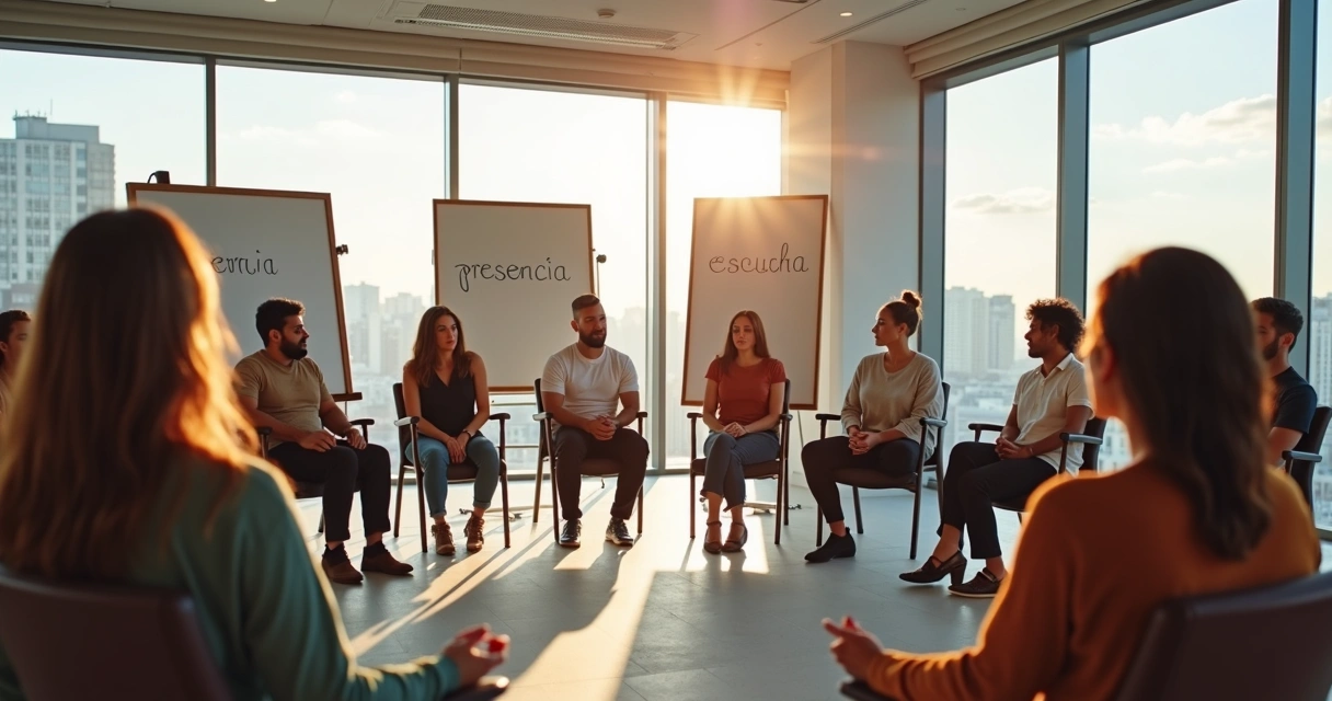 Reunión de trabajo en atención plena 