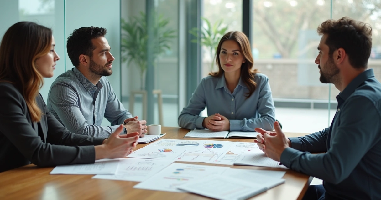 Personas conversando en una mesa sobre un dilema ético 