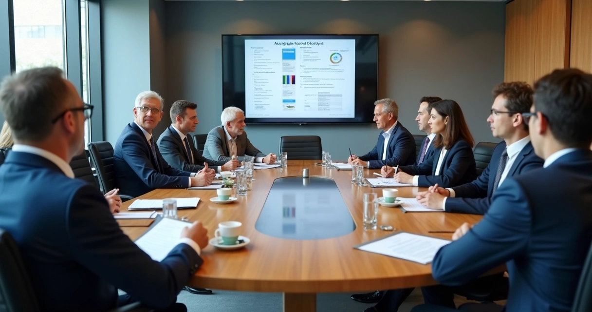 Equipo ejecutivo en reunión con participación equilibrada 