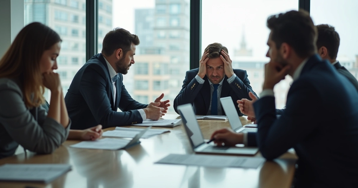 Personas en una reunión observando reacciones corporales 