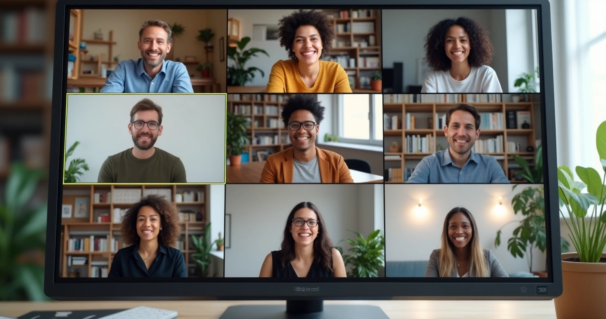 Personas en videollamada participando en reunión virtual