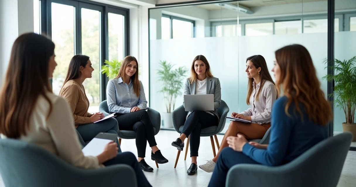 Equipo en reunión privada con escucha activa en oficina 
