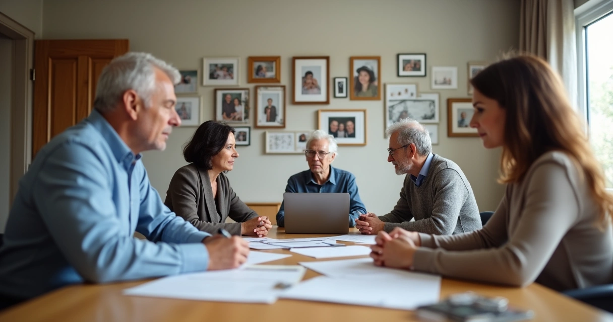 Reunión de empresa familiar discutiendo estrategias