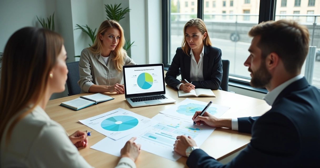 Equipo revisando métricas humanas en una reunión