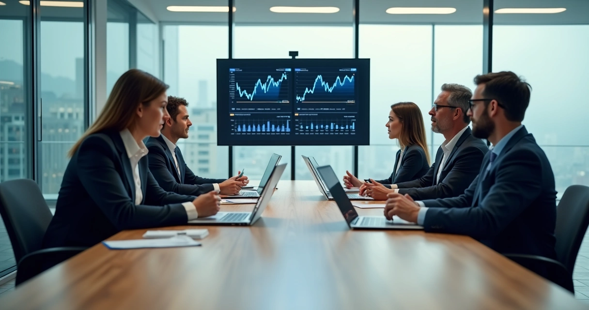 Reunión de integración entre dos equipos directivos en oficina moderna