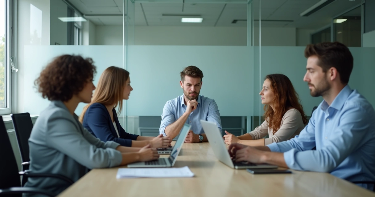 Reunión de trabajo con tensión y exclusión visible
