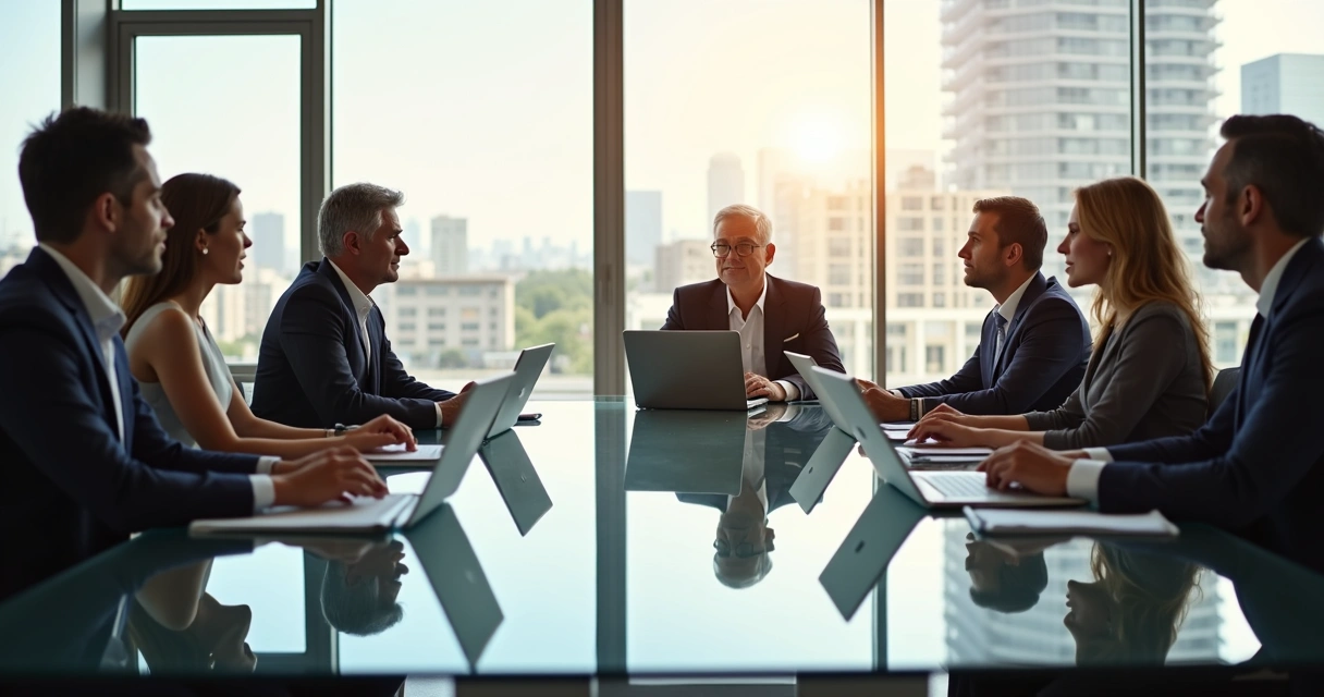 Personas reunidas en una oficina conversando de manera abierta