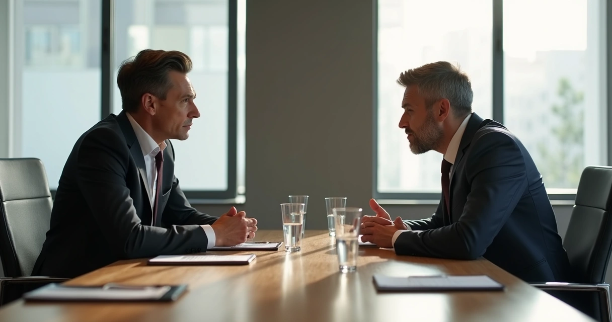 Personas en reunión con posturas corporales contrastantes