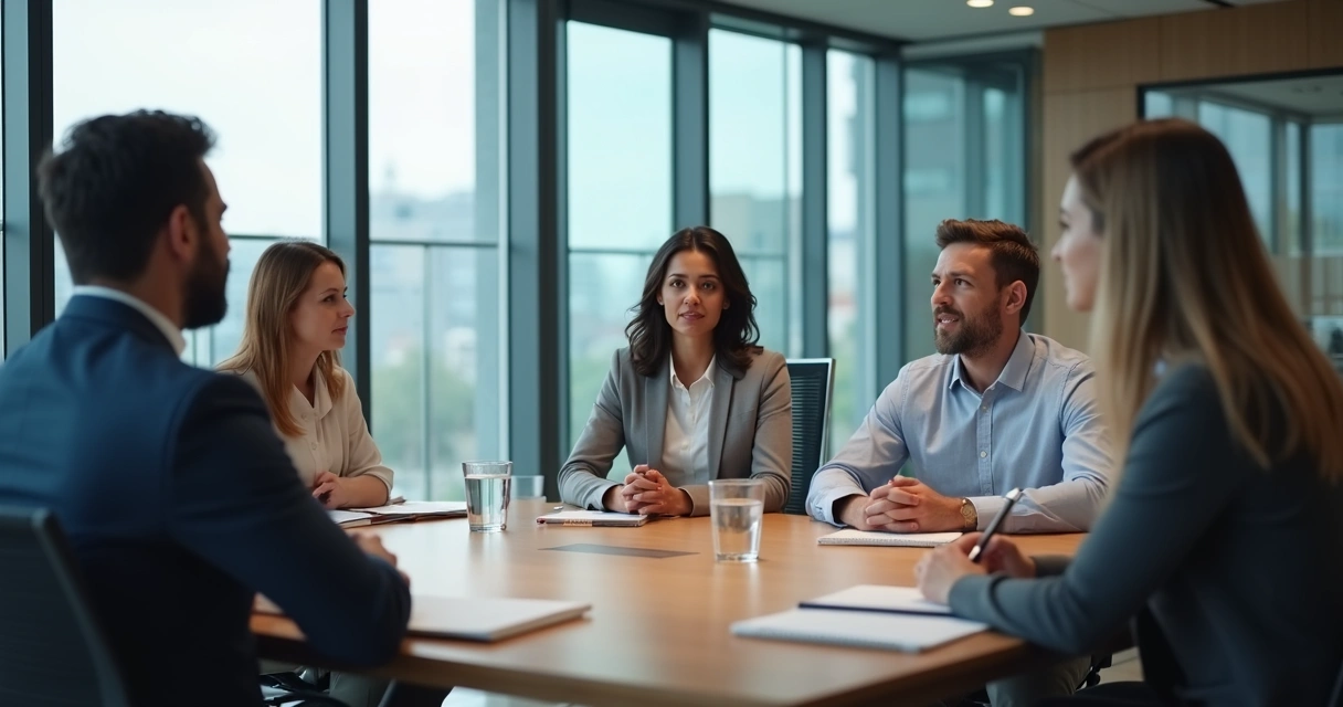 Reunión de equipo con líder admitiendo un error