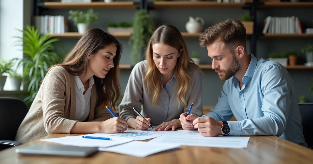 Personas negociando acuerdos en una mesa