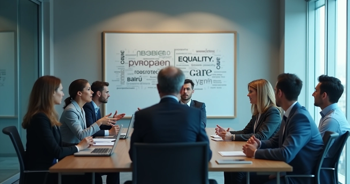 Reunión de equipo con tensión entre discurso y conducta