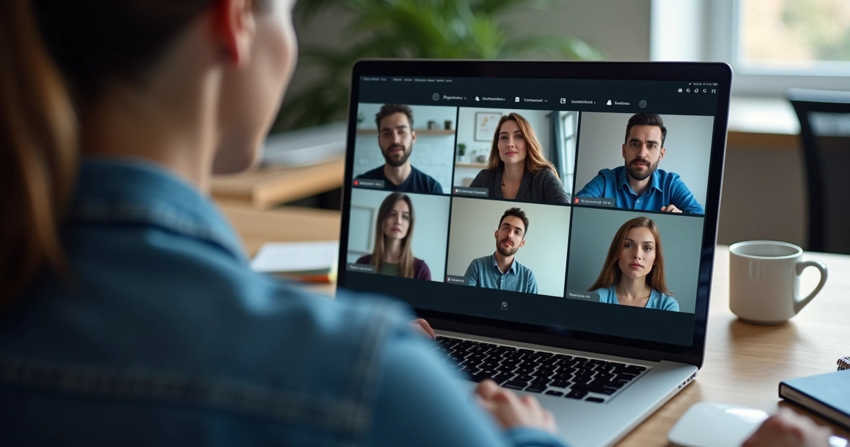 Equipo en videollamada con señales de tensión y cansancio