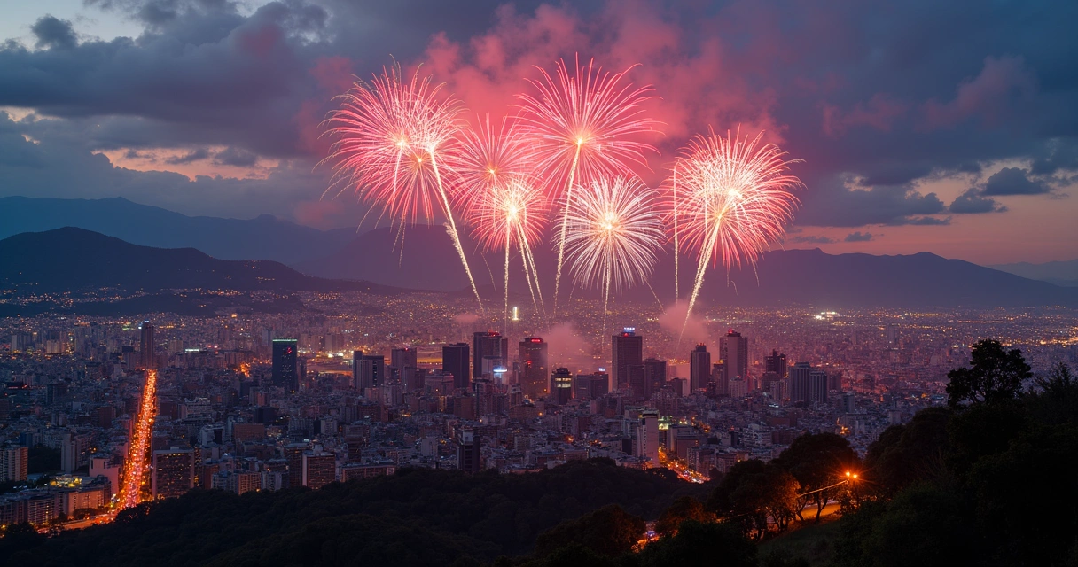 13 destinos imperdíveis para o Ano Novo 2026 econômico 3 Queima de fogos em Santiago, Chile, na virada do ano