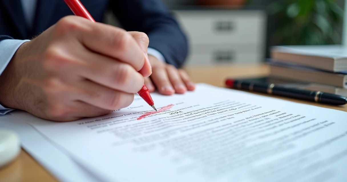 Advogado riscando cláusula de contrato considerada abusiva 