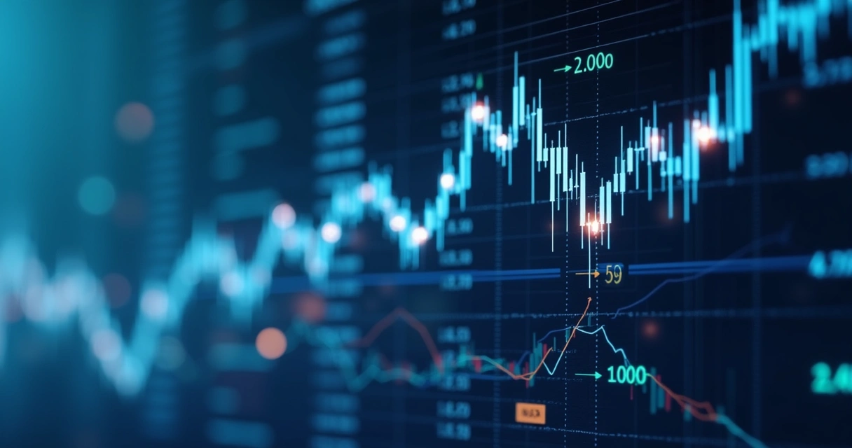 Gráfico na B3 mostrando reversão de tendência com indicação de probabilidade 