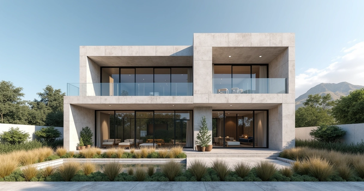 Fachada moderna com revestimento cimentício 