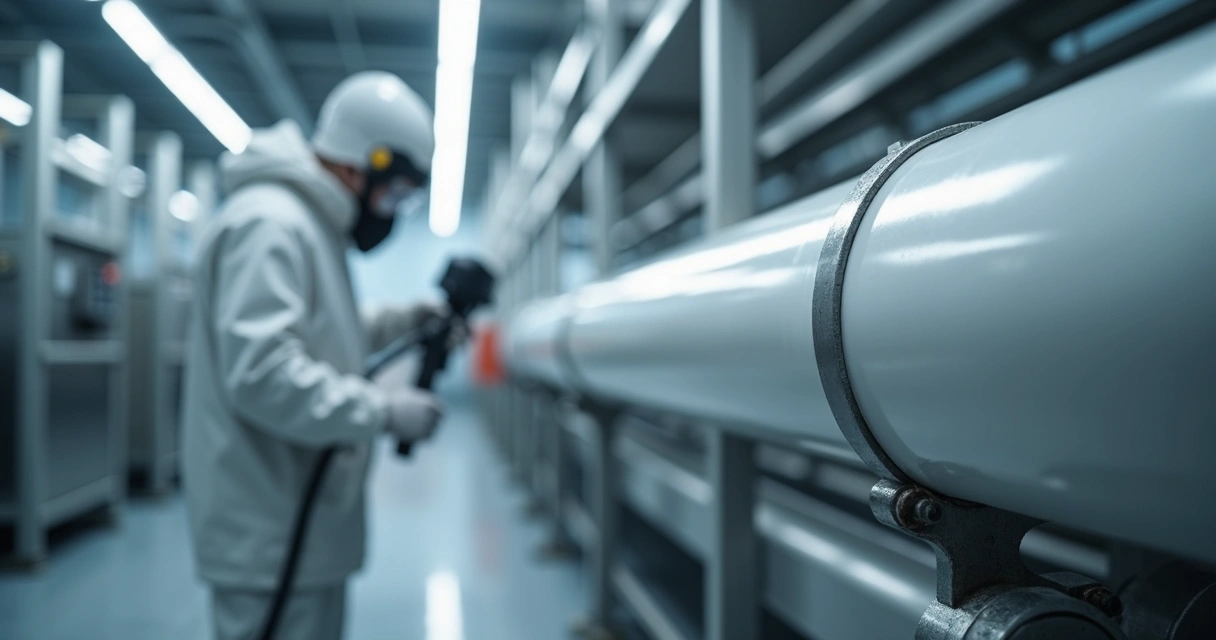 Aplicação de revestimento polimérico em tubo industrial 