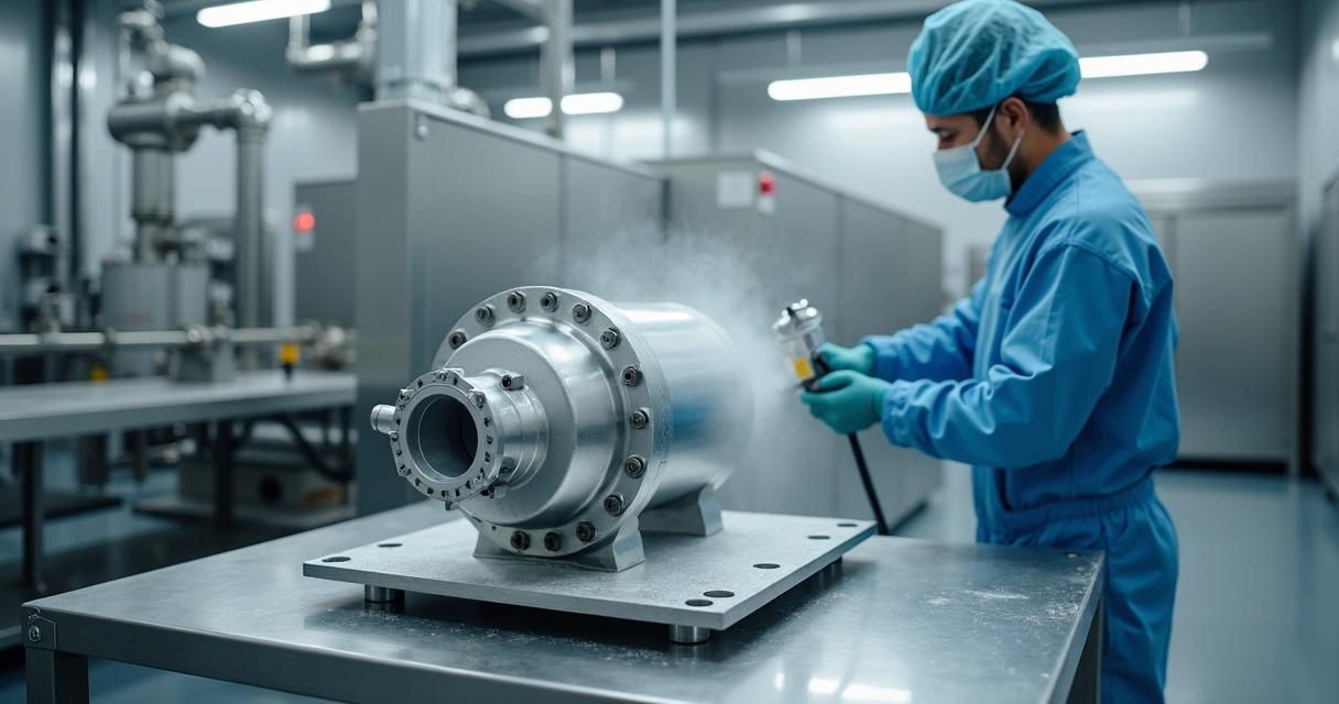Aplicação de revestimento PTFE em peça industrial 