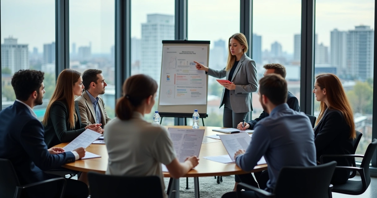 Reunião de equipe revisando ciclo de PDI
