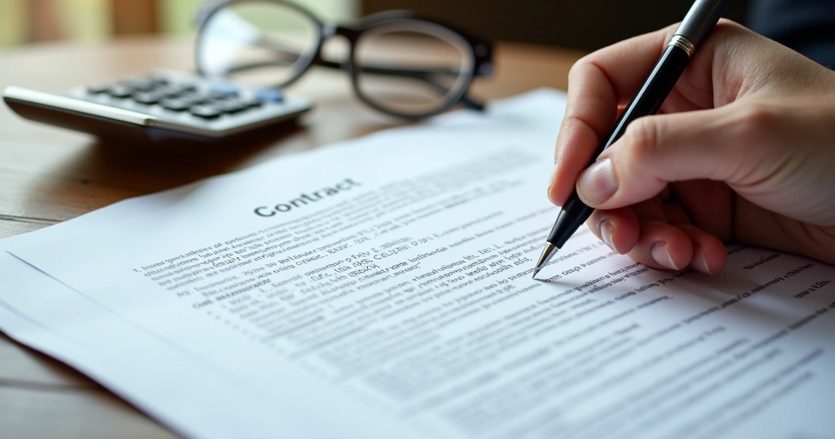 Documentos financeiros e contrato bancário em análise jurídica