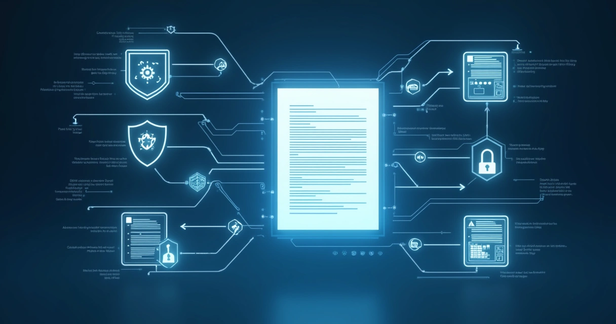 Fluxo de revisão contratual digital mostrando proteção de dados 