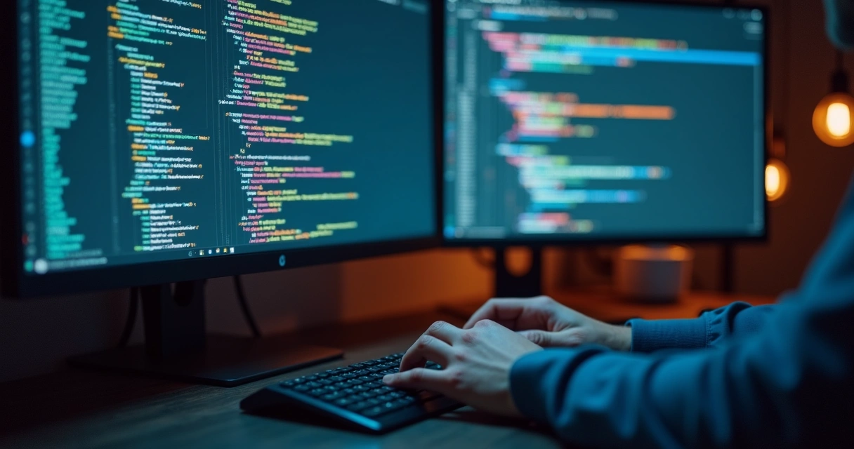 Pessoa revisando código gerado por IA na tela 