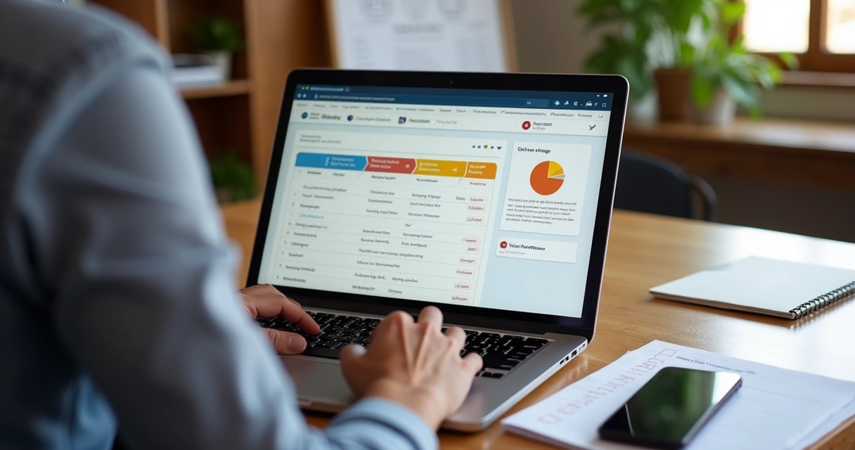 Gestor revisando negócios em painel de CRM 