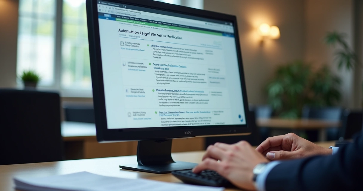 Servidor revisando notícia legislativa em tela 