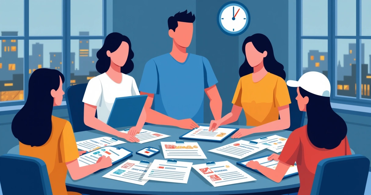 Equipe revisando pedido urgente de camisetas