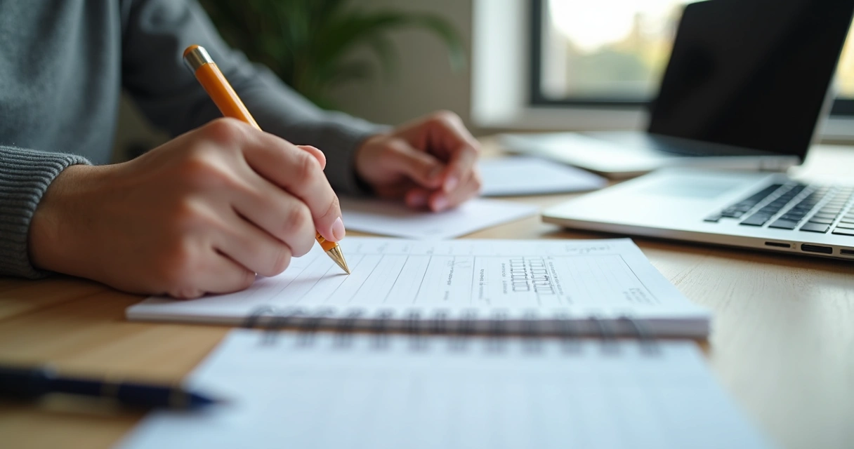 Pessoa revisando metas semanais com checklist 