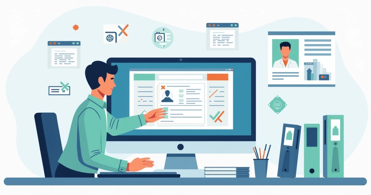 Panel digital con certificado médico y lista de verificación 