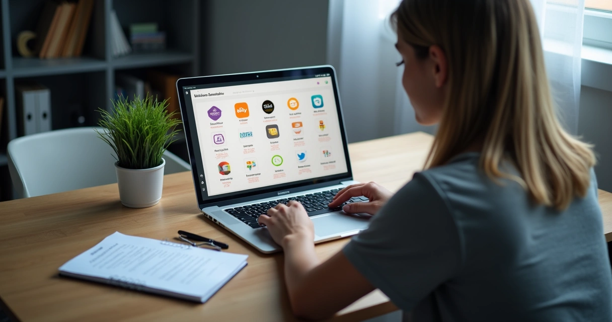 Persona revisando suscripciones digitales en laptop 