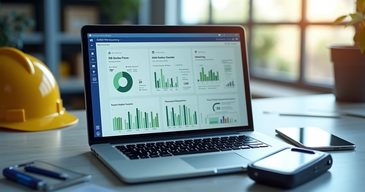 RFID inventory and maintenance dashboard on a laptop 
