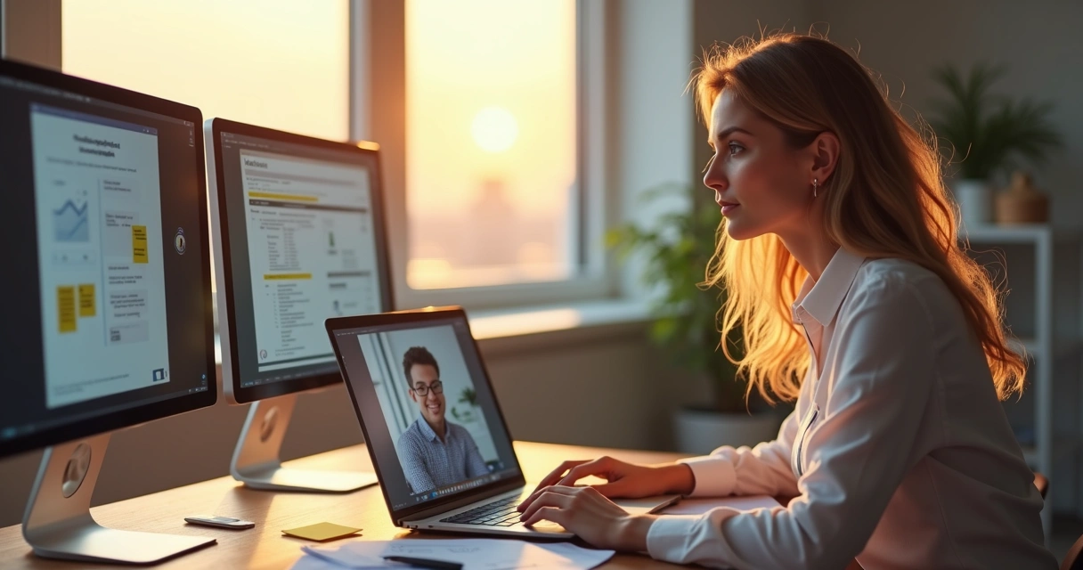 Gestora de RH em entrevista online com candidato
