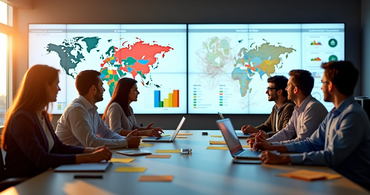 Líderes de RH analisando dados comportamentais em gráficos digitais 