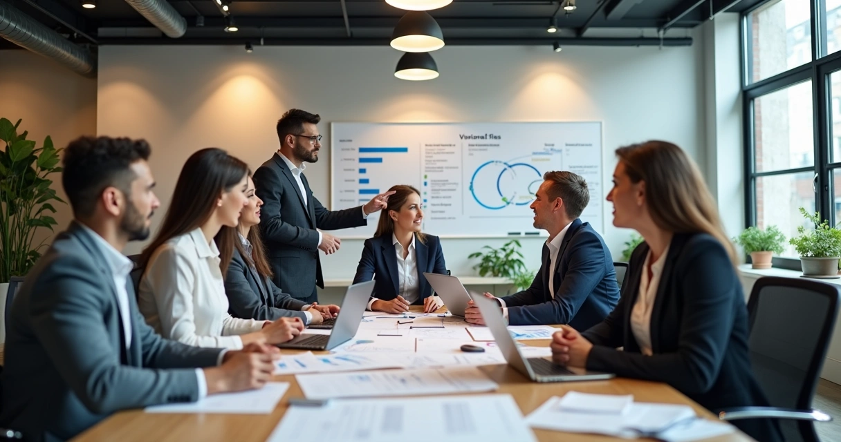 Equipe de RH planejando programas de desenvolvimento em escritório moderno 