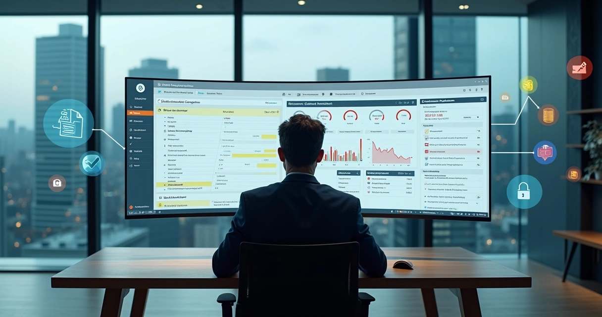 Gestor analisando cadastro incompleto com alertas de risco em tela 