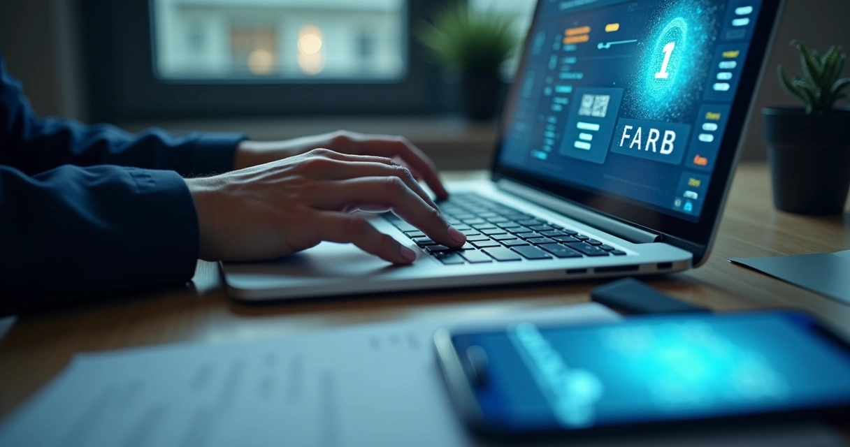 Pessoa digitando código para acessar documento digital em tela de computador
