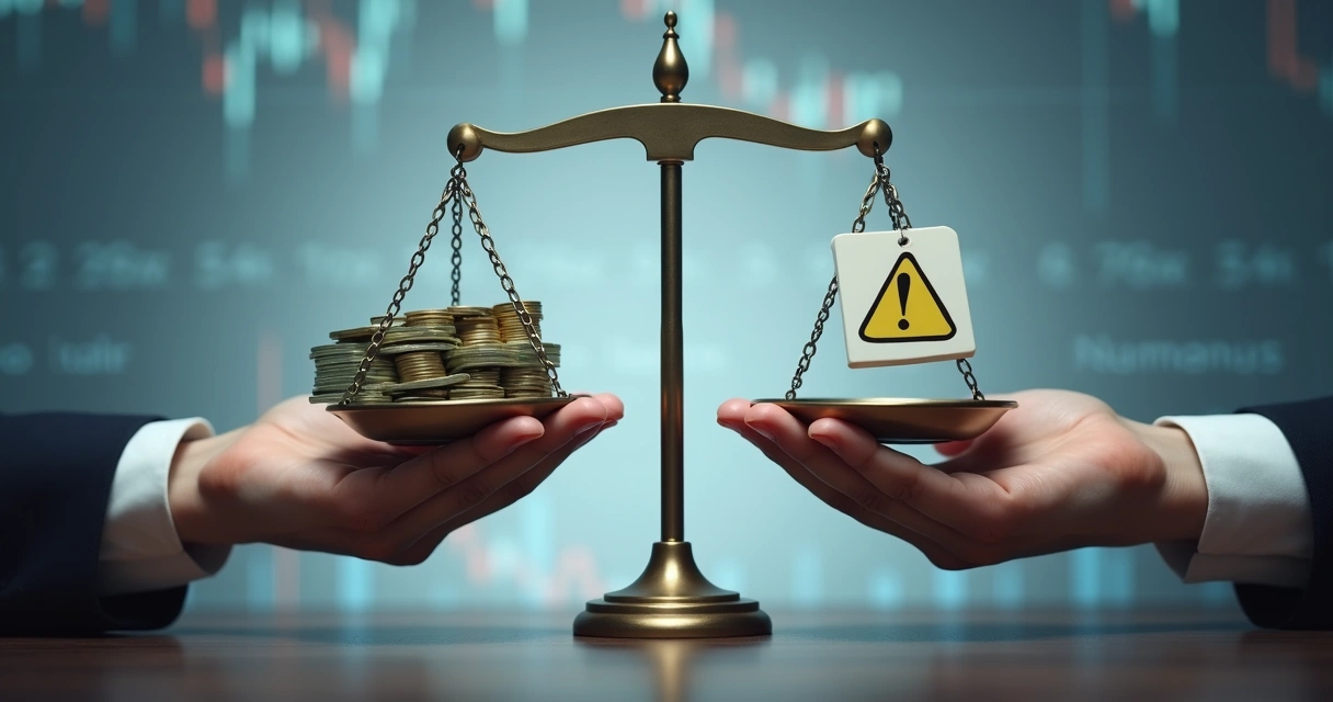 Comparação visual entre risco e benefício de um investimento 