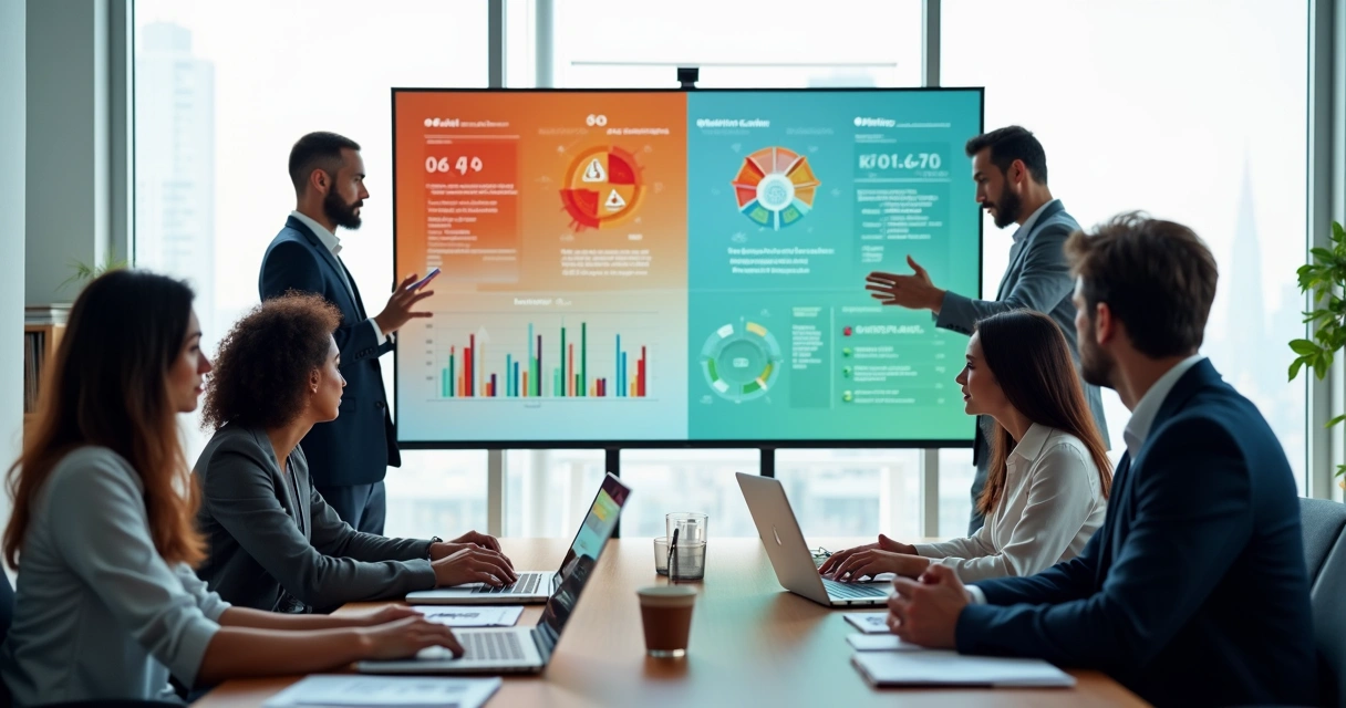 Gestores observando contraste entre risco psicossocial e clima organizacional em painel de dados 