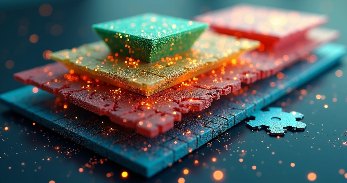 Ilustração de um sistema de IA se fragmentando por falta de monitoramento 