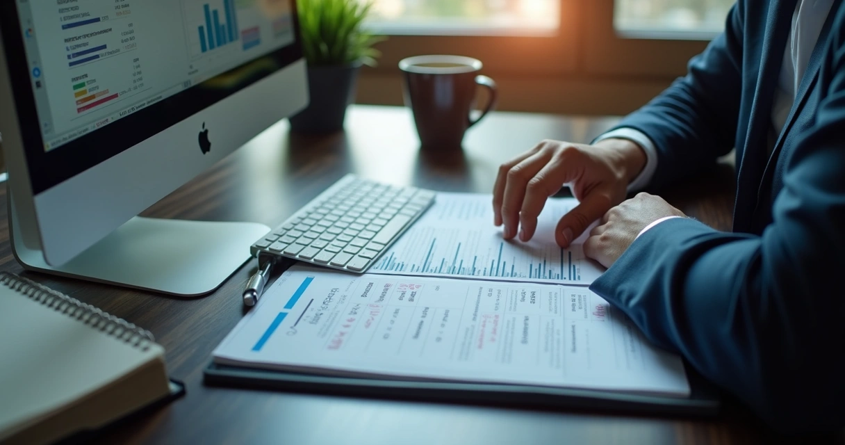 Empresário analisando planilha e mostrando preocupação com dados ruins 