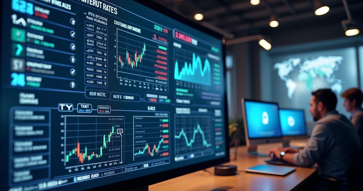Risk dashboard showing real-time analytics of FX, rates, and commodities with clear data visualization 