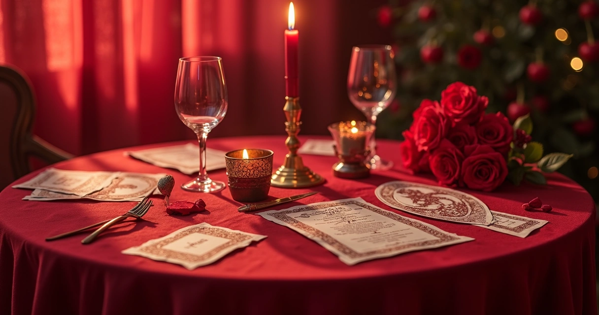 Ritual com vela, cristais, cartas de baralho cigano e rosa vermelha