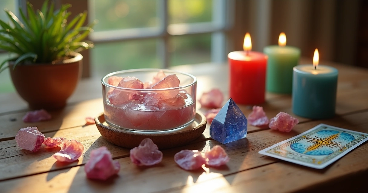 Ritual de banhos, cristais e velas coloridas 