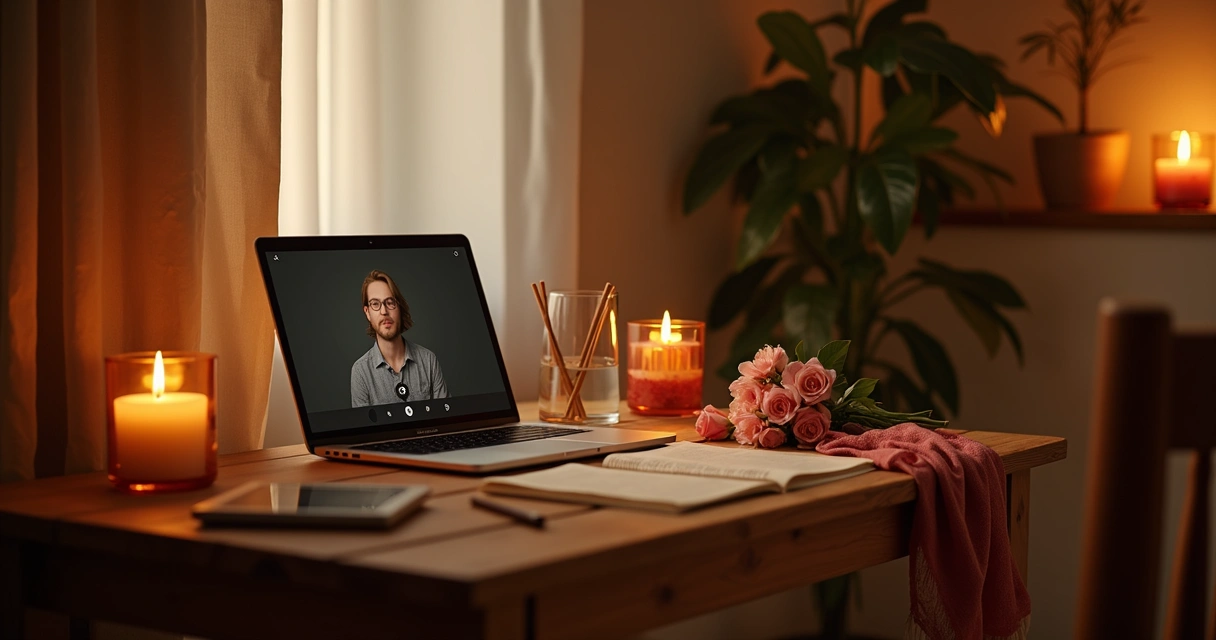 Ambiente preparado para consulta online com baralho cigano 