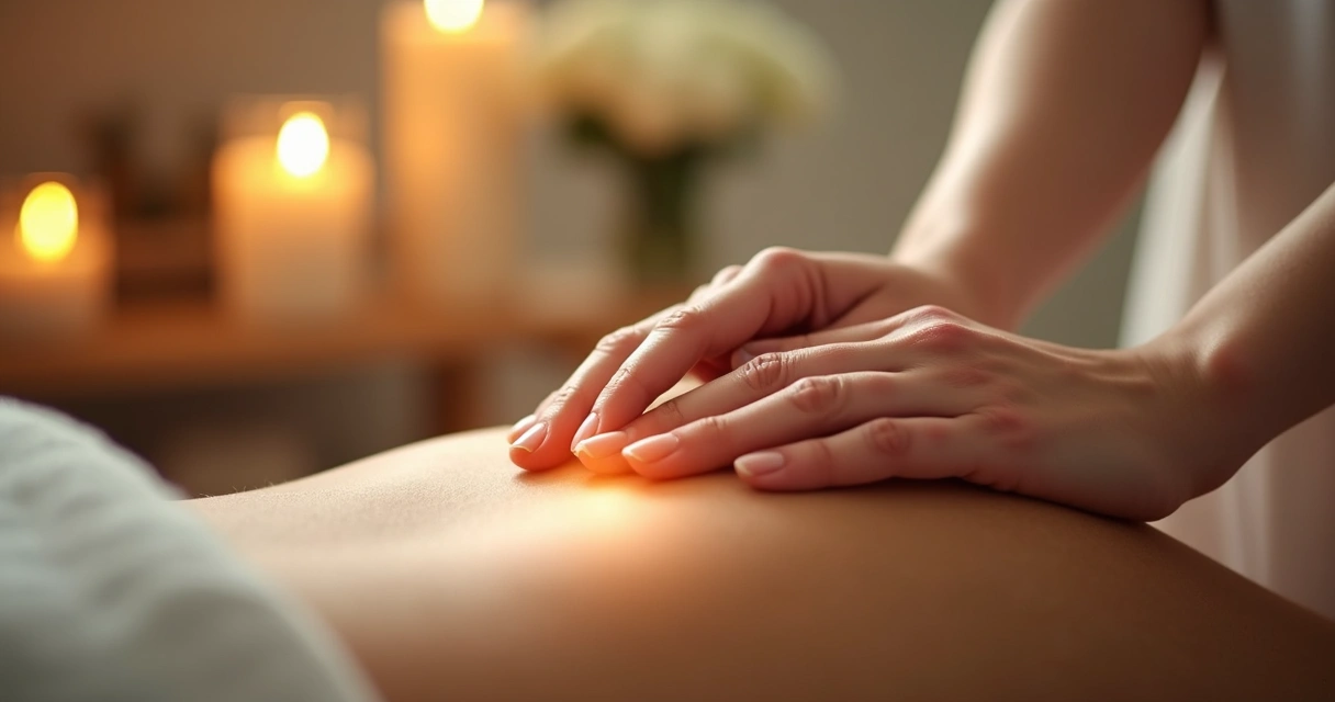 Mãos femininas realizando imposição de mãos com luz suave 